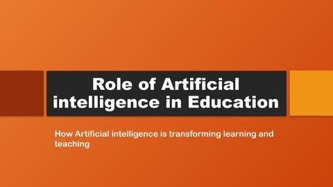 Role of Artificial intelligence in Education