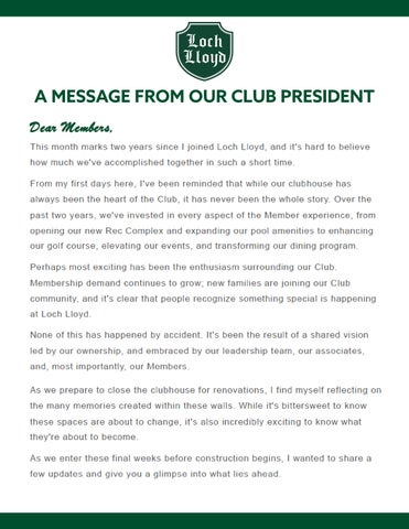 A Message From Our Club President - July 2026