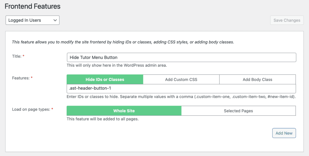 Frontend Features created