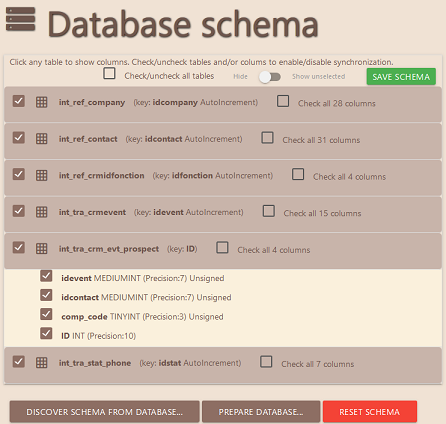 database schema
