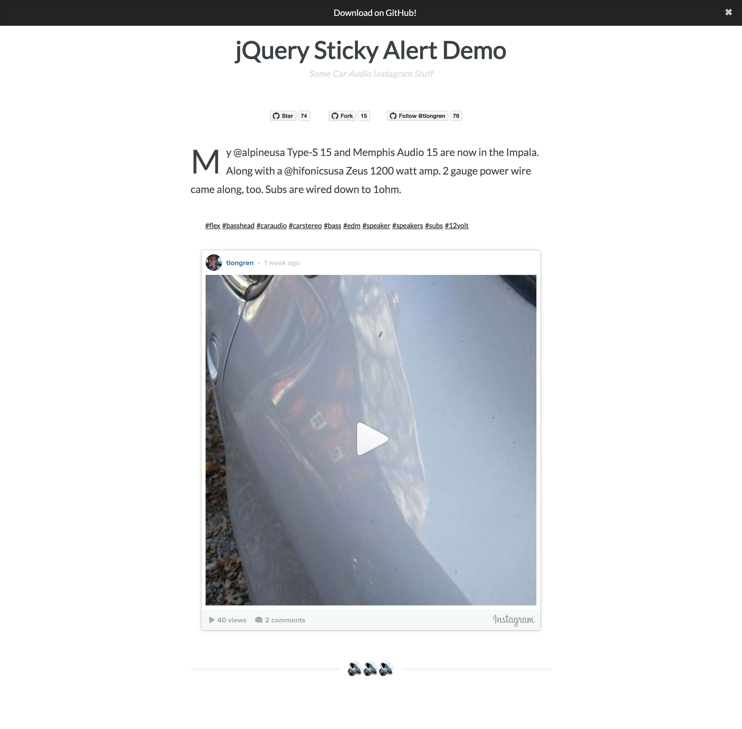 jQuery Sitcky Alert Screenshot jQuery Sticky Alert Screenshot