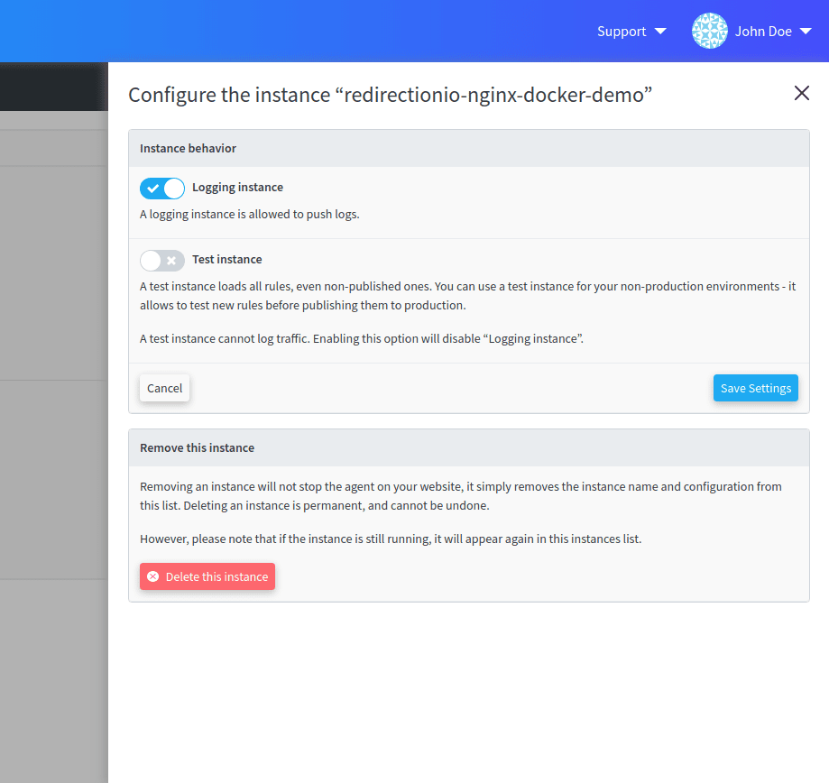 logging instance switch