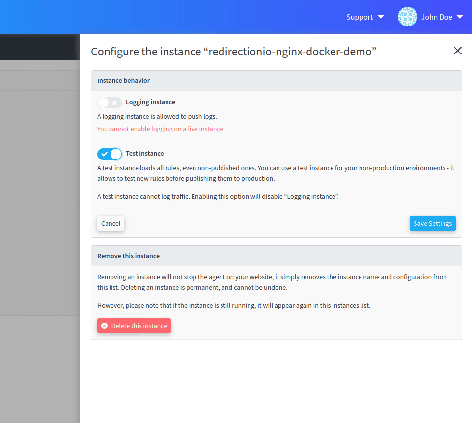 logging instance switch