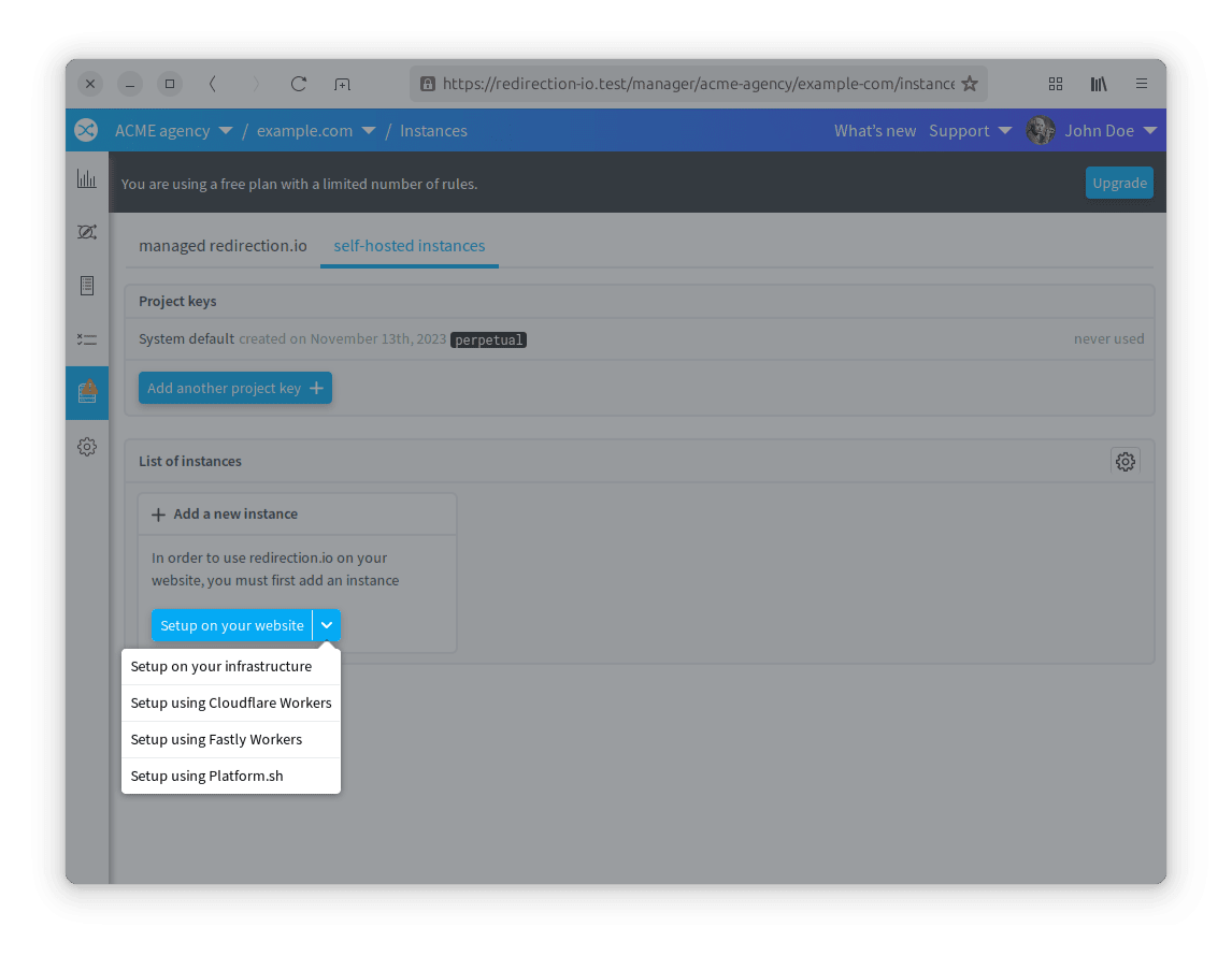 Choose a way to install redirection.io on your website