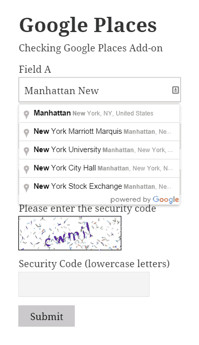 Google Places Add-on