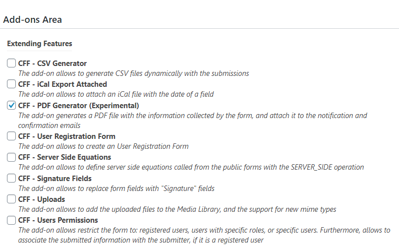 Activate add-on