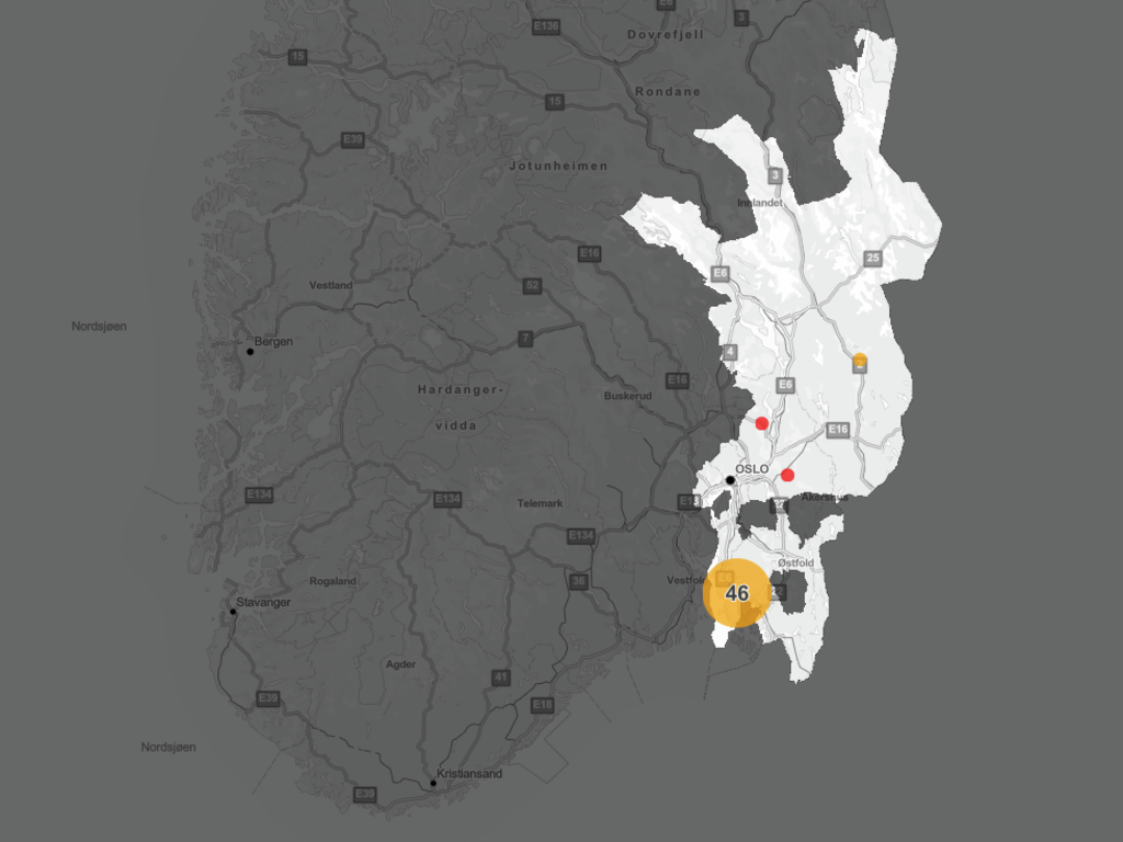 Strømbruddkart Elvia. Illustrasjon