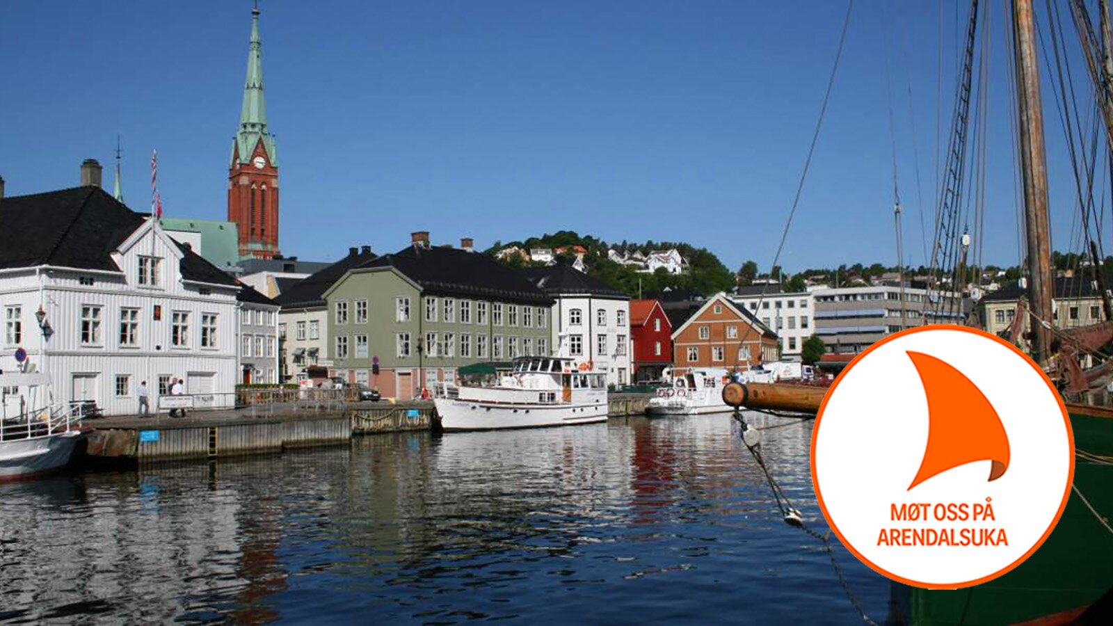 Pollen i Arendal med Arendalsukas logo