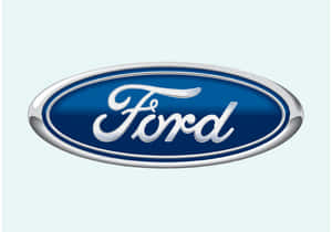 Logo automobilistico Ford con ovale argento e sfondo blu. — Marca Sfondi