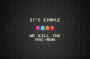 Retro game text and ghosts on a grainy black background. — Pacman Wallpaper