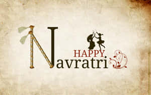 Happy Navratri greeting with dancing figures and festive design on textured background. — Fenty Background