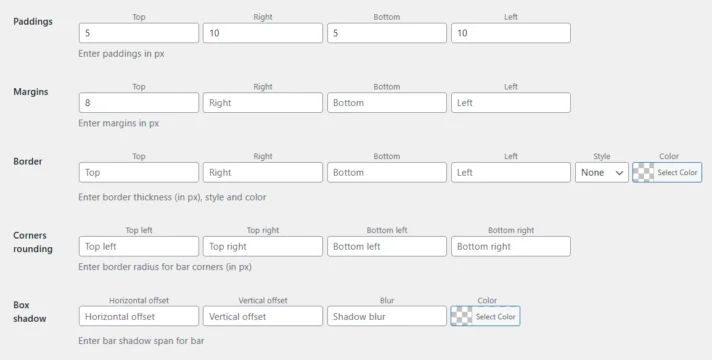 Paddings, margins, border, corner rounding, and box shadow in Flexible Cookies Style Add-on Paddings, margins, border, corner rounding, and box shadow in Flexible Cookies Style Add-on