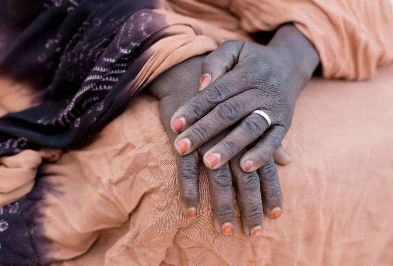 Close up of crossed hands