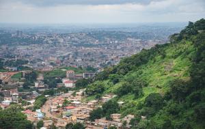 A view of the city from the hill of Febe mountain in Yaoundé town, Cameroon