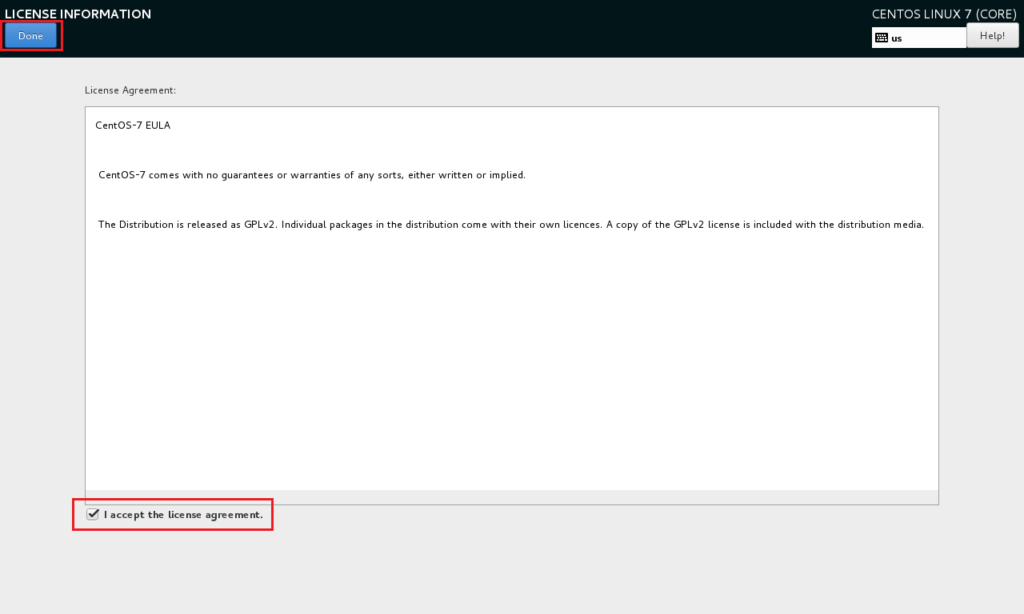Install Gnome GUI on CentOS 7 - License Agreement