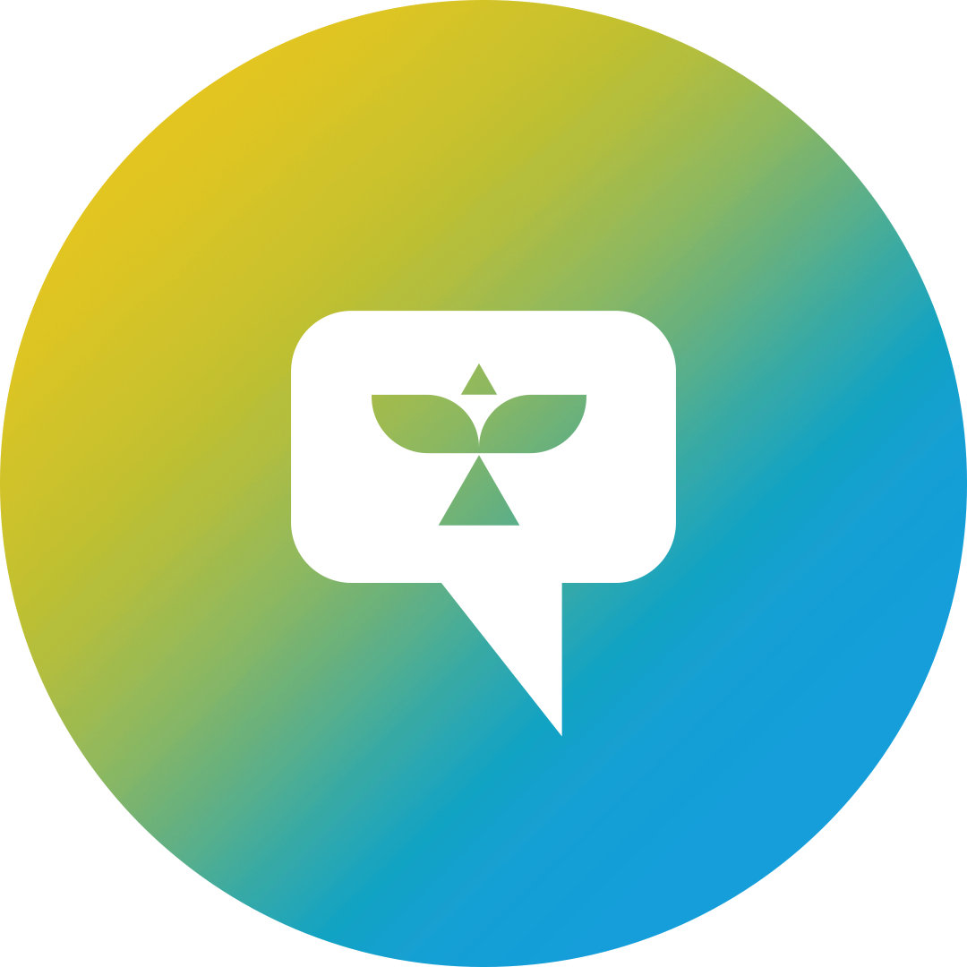 An illustration of a speechbubble on a gradient background