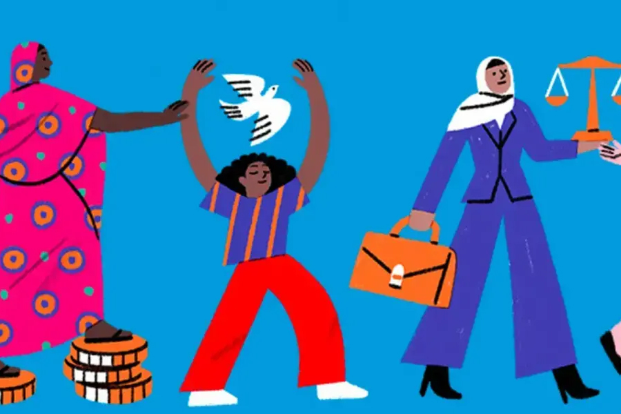 illustration of women and girls