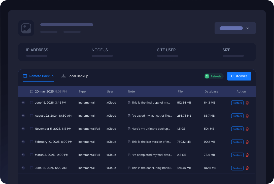 Local and remote backups scheduled for the n8n site
